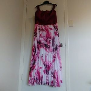 Elegant Cranberry and floral dress from IGIGI sz24